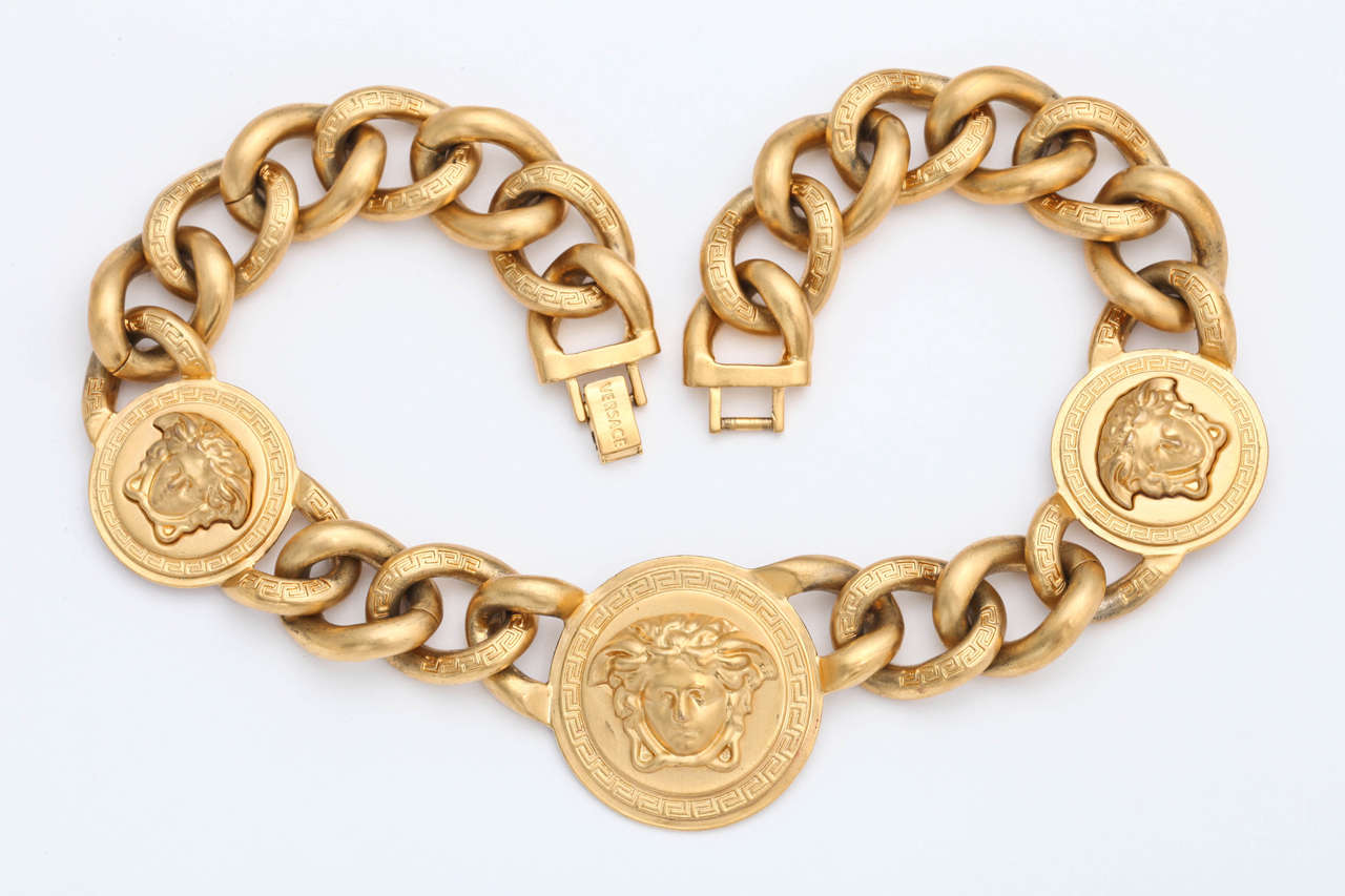 Versace 3 Medusa Gold Chain Necklace 1