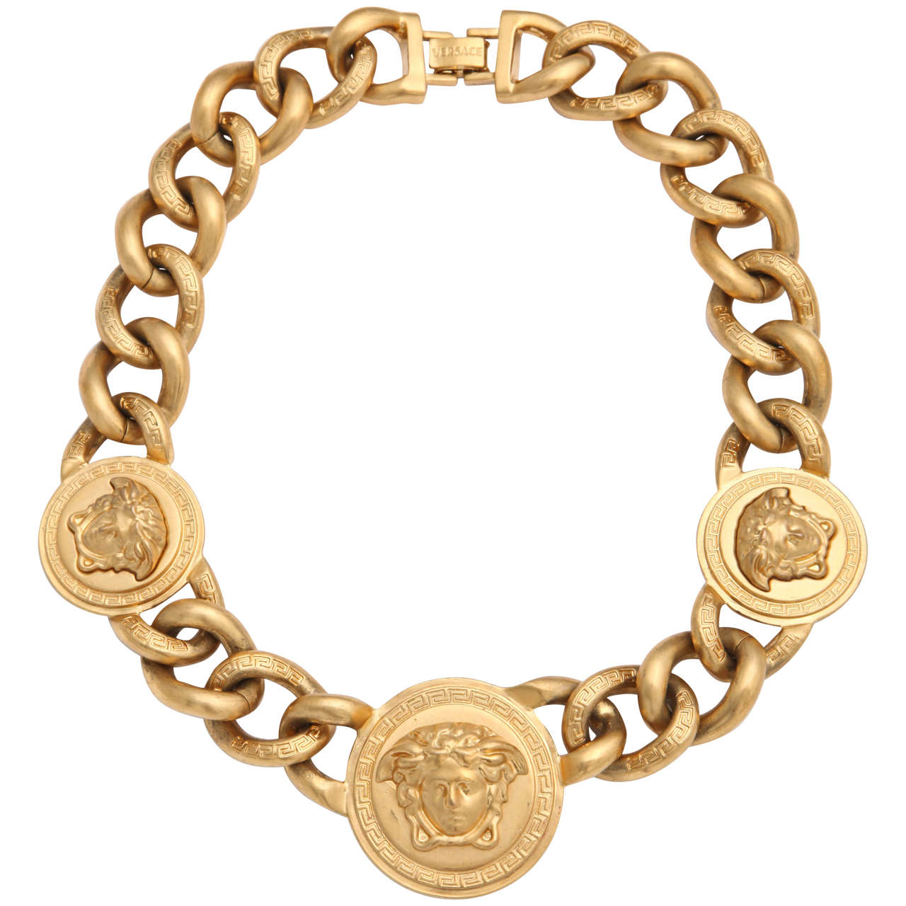 Medusa Goldkette von Versace mit 3 Medusa-Halskette bei 1stDibs