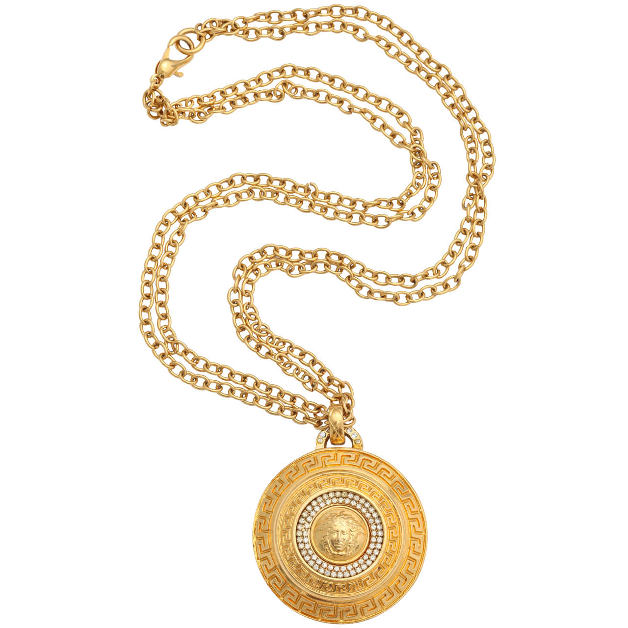 Gianni Versace Large Medallion Pendant Necklace with Medusa