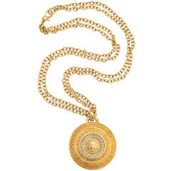 Vintage Gianni Versace Large Medallion Pendant Necklace with Medusa