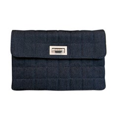 chanel signature quilted denim clutch wristlet* presented by funkyfinders