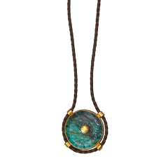 Vermeil artisan turquoise and leather collar presented by funkyfinders