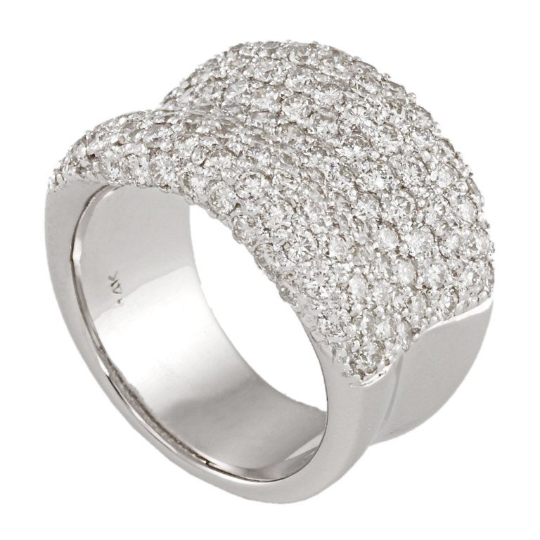 Breites Pave-Diamantband aus Weißgold 1