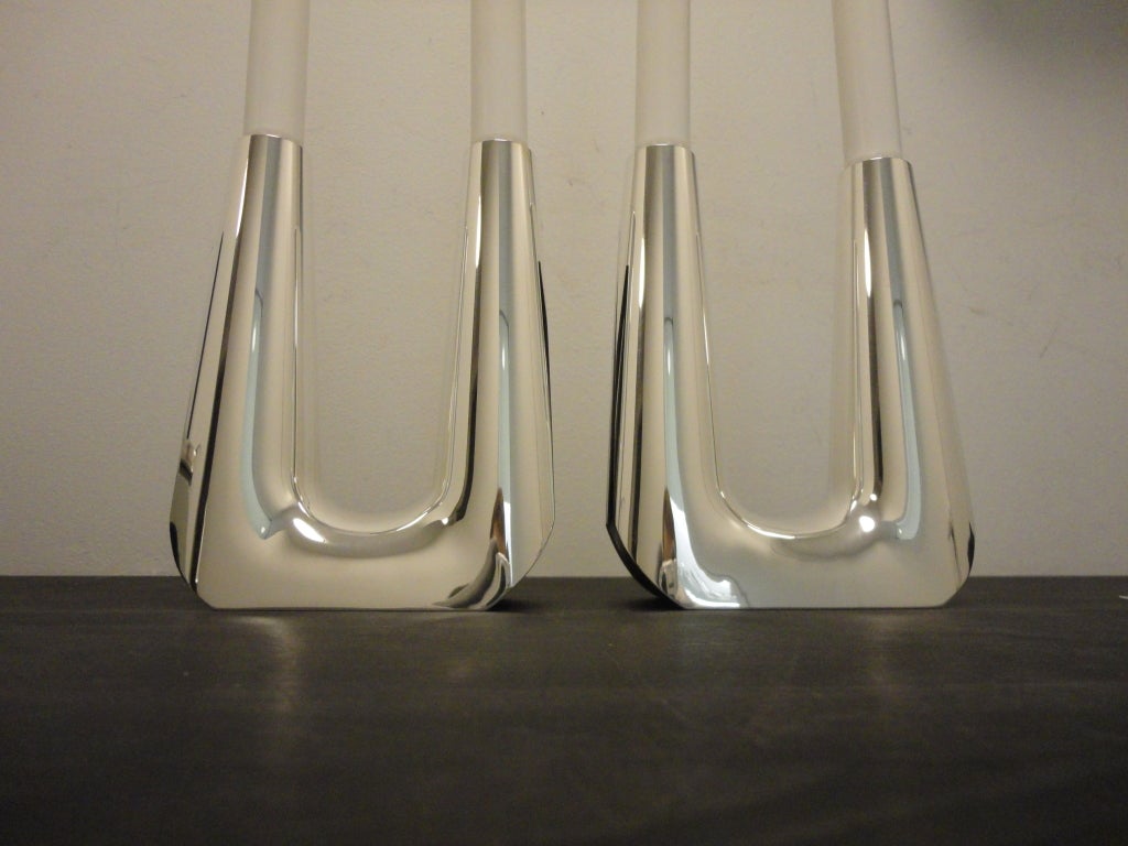 A Pair of Modern GEORG JENSEN Silver Candleabra In New Condition In Frederiksberg c, n/a