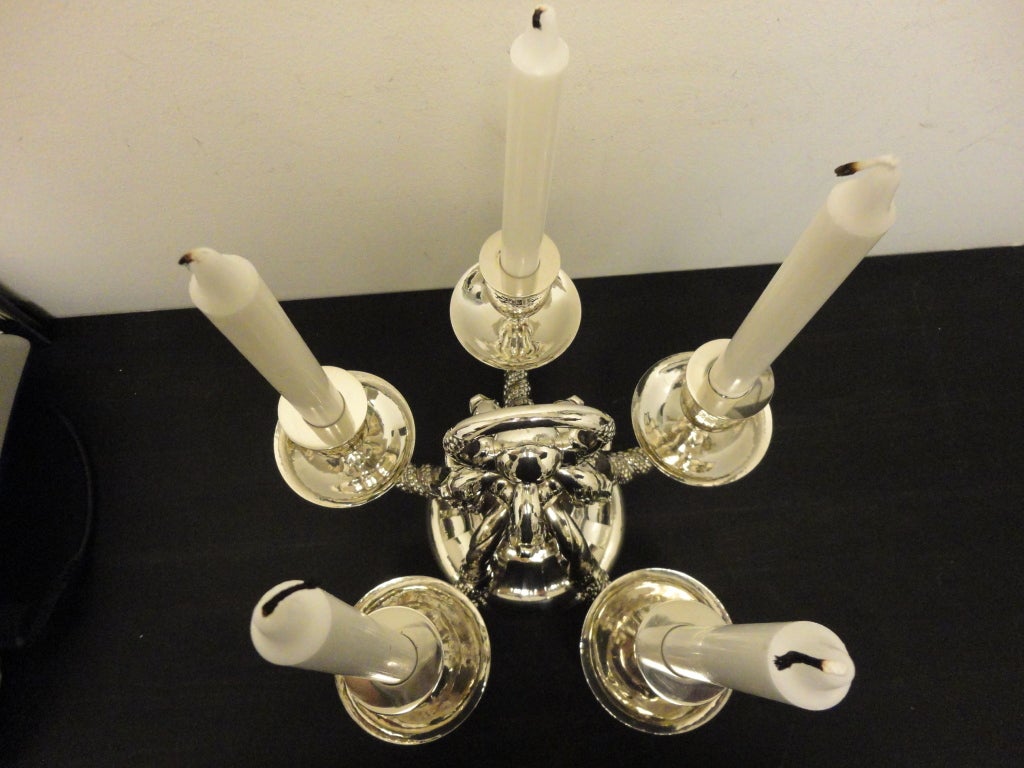 Women's or Men's A Vintage Large GEORG JENSEN Silver Five Armed Candelabra #383A