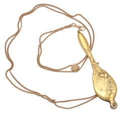 Antique A Golden World in an Aesthetic Lorgnette and Chain