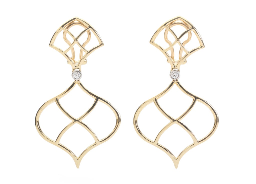 Boucles d'oreilles en goutte tissées ouvertes avec diamants Pour femmes en vente