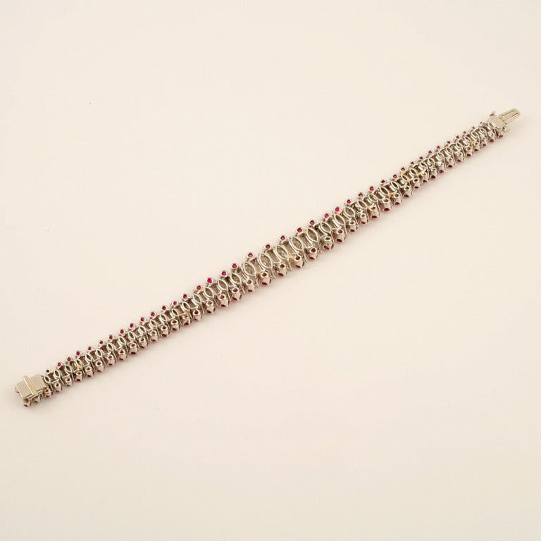 Women's 1960s Ruby Diamond Platinum Bracelet