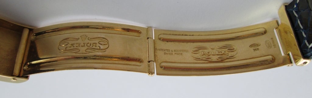 Rolex Yellow Gold Day-Date Wristwatch with Blue Vignette Dial In Excellent Condition In Firenze, IT