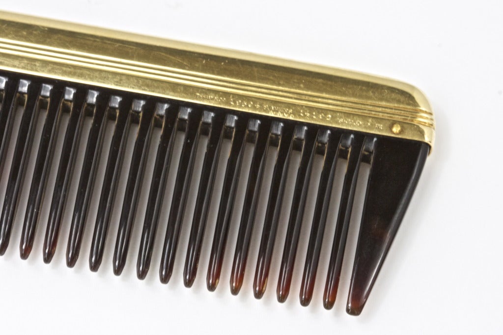 Tiffany 18k gold and tortoise shell comb. With it's original signed pouch.