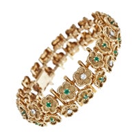 1960's "Buttercup" Emerald Diamond Bracelet