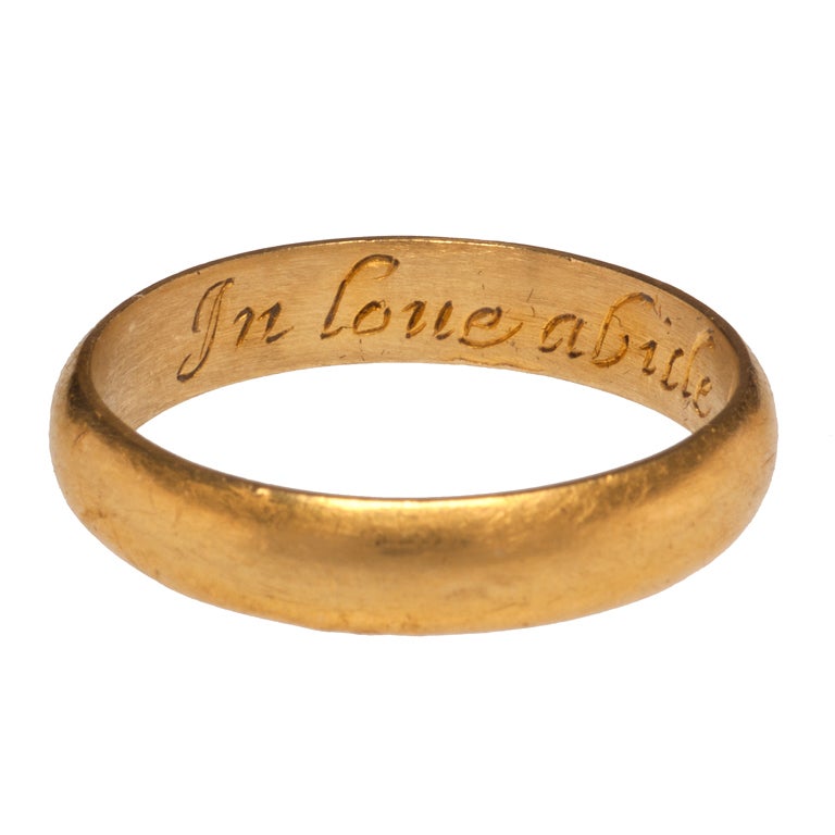 Renaissance Posy Ring "In Love Abide Till Death Deuide" For Sale