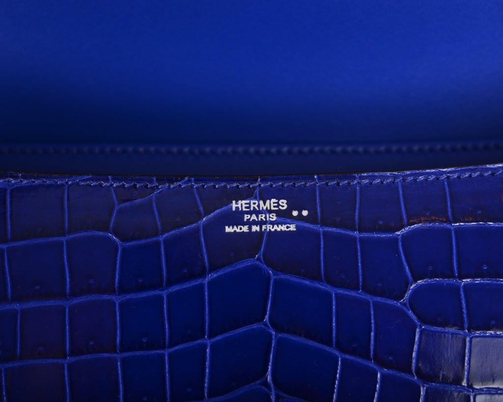 Hermes Constance Elan Crocodile Blue Electric Pall Hardware Wow! 6