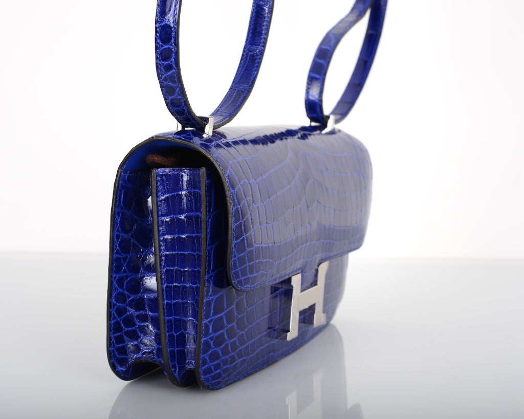 Hermes Constance Elan Crocodile Blue Electric Pall Hardware Wow! In New Condition In NYC Tri-State/Miami, NY