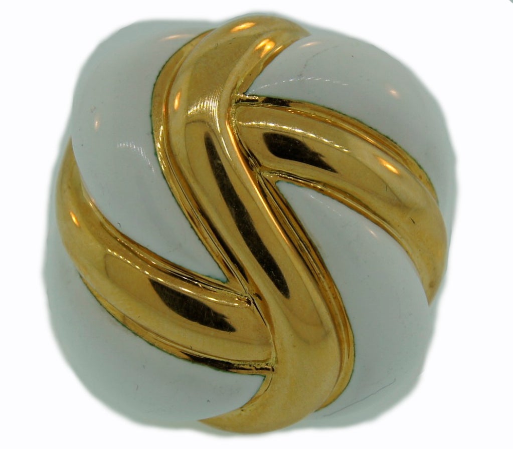 A. Clunn Enamel Gold Ring In Excellent Condition In Beverly Hills, CA