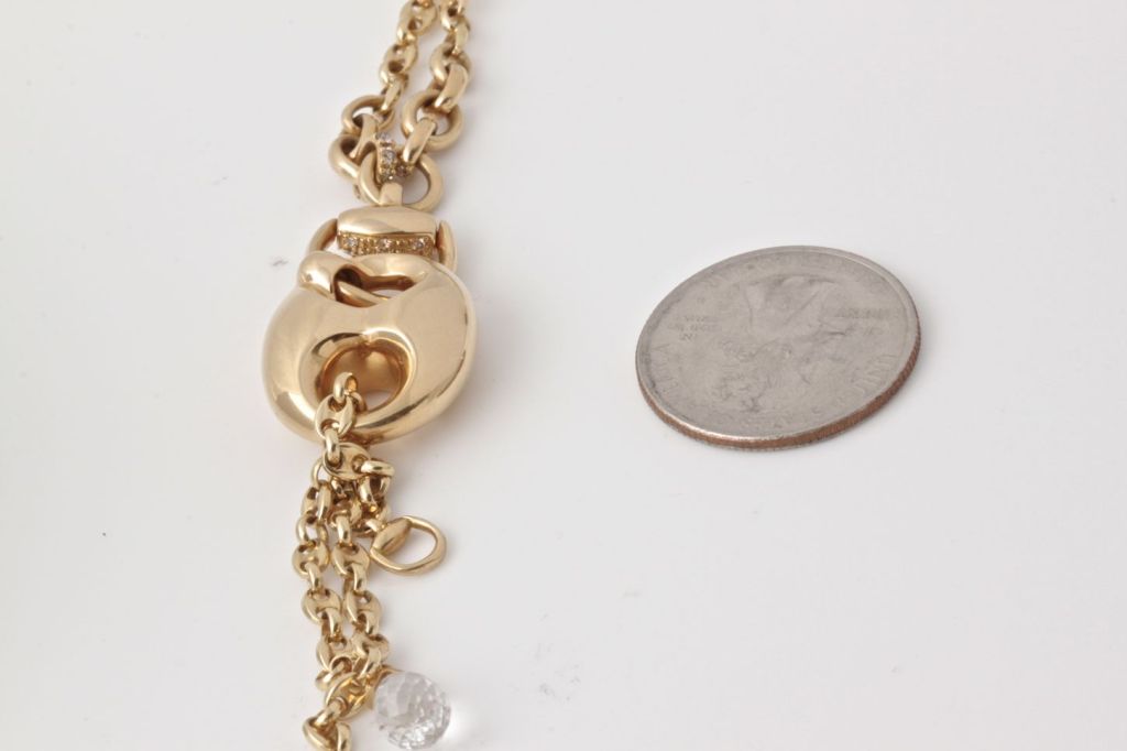 Gucci Diamond Sapphire Gold Horsebit Necklace 5