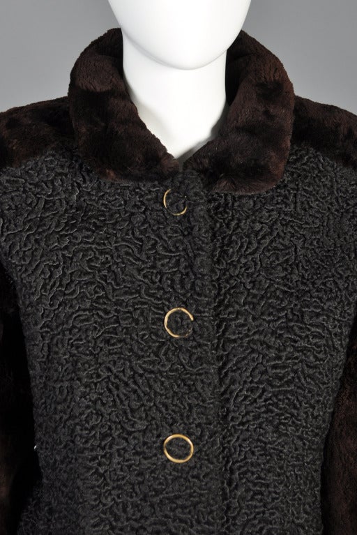 Black Givenchy Persian Lamb Coat with Sheared Beaver Sleeves