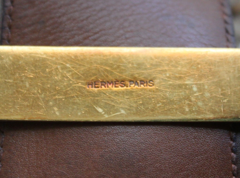 Women's 1980's HERMES Collier de Chien navy leather belt with gold hardware