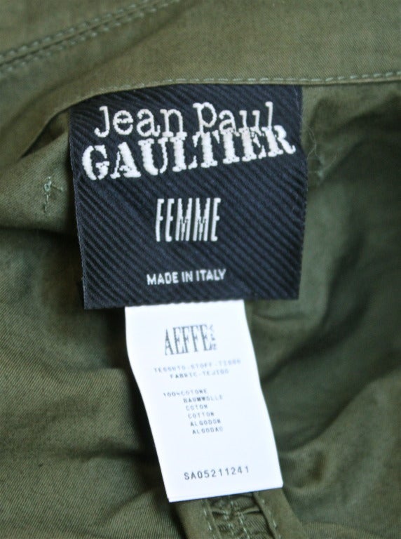 1990's JEAN PAUL GAULTIER army green rushed jacket In Excellent Condition In San Fransisco, CA