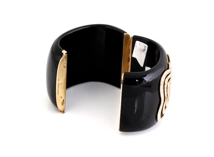 Contemporary Donald Huber Onyx Diamond Gold Bracelet For Sale