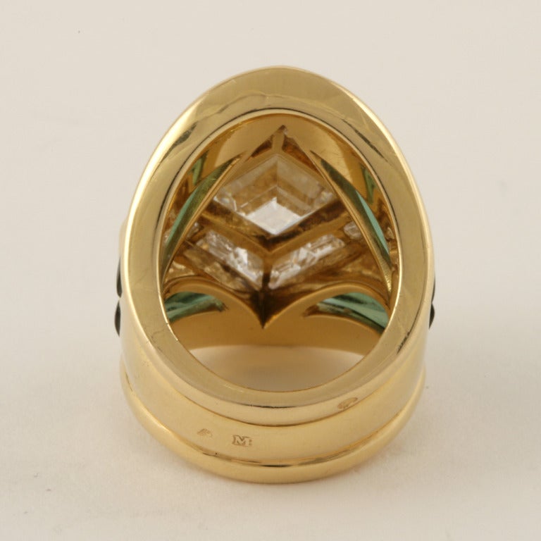 Marina B. Tourmaline Diamond Gold Ring In Excellent Condition In New York, NY