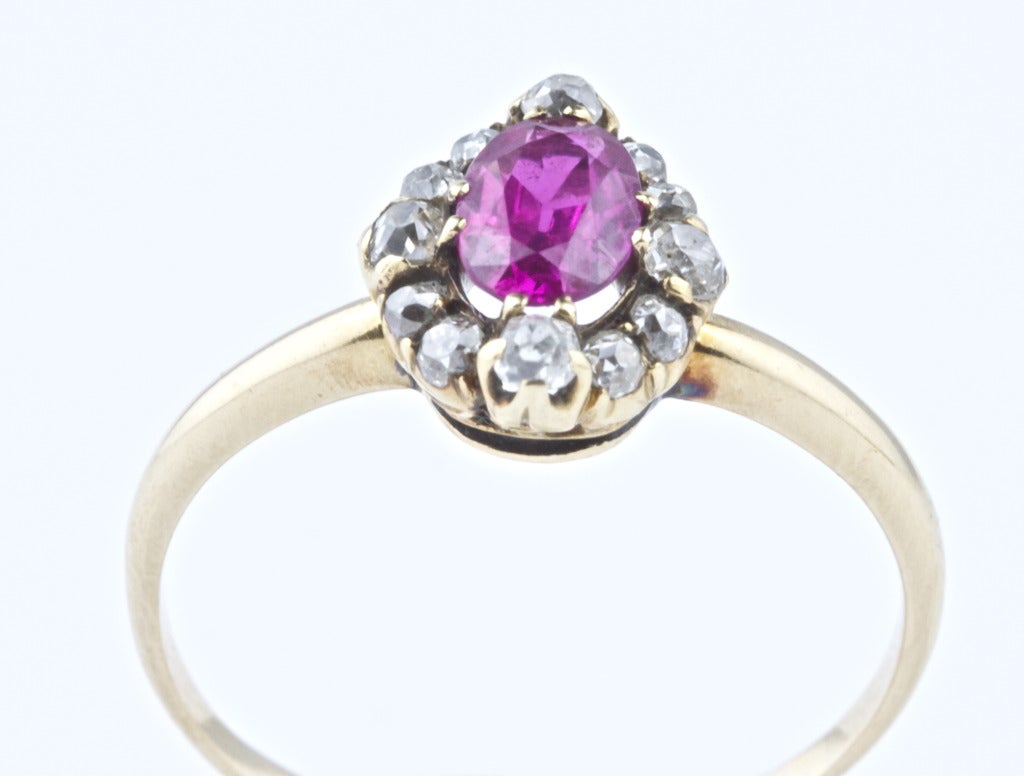 Victorian Burmese Ruby Diamond Engagement Ring