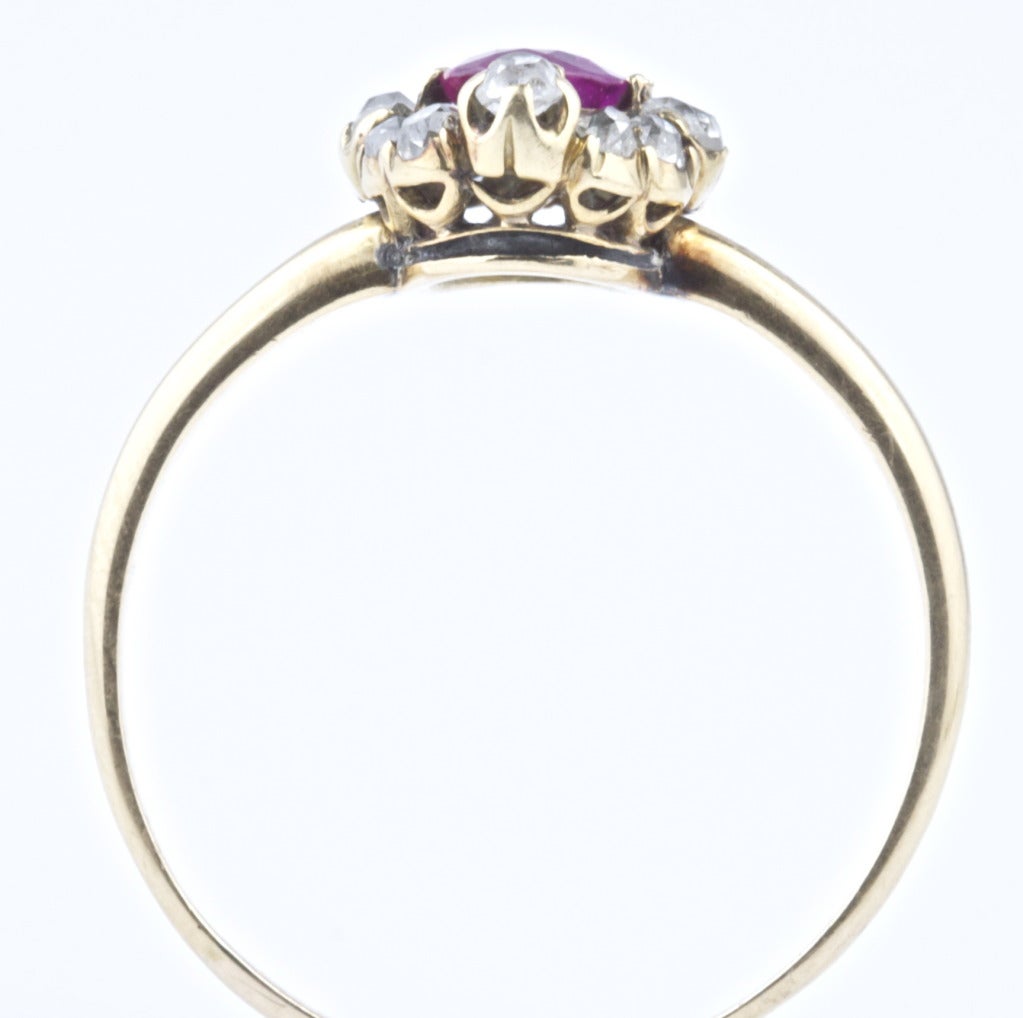 Burmese Ruby Diamond Engagement Ring In Good Condition In Beverly Hills, CA