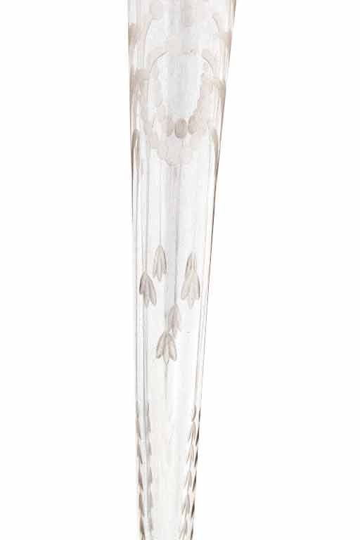 Hawkes Sterling  Silver-Mounted Etched Crystal Vase In Excellent Condition In New York, NY
