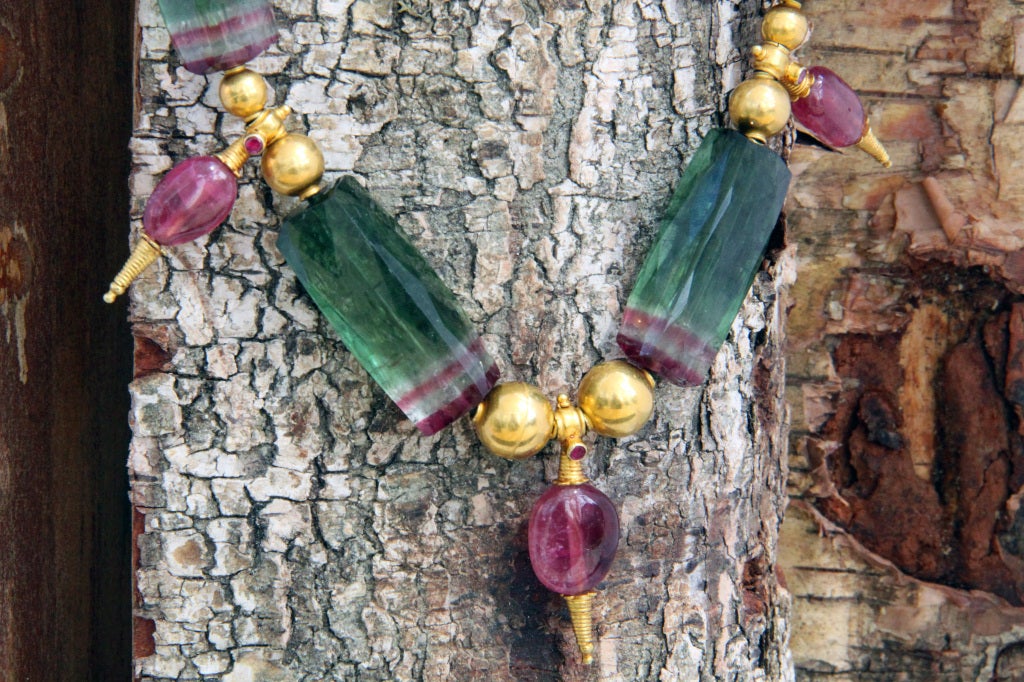 Tourmaline Pendant & Gold Necklace
