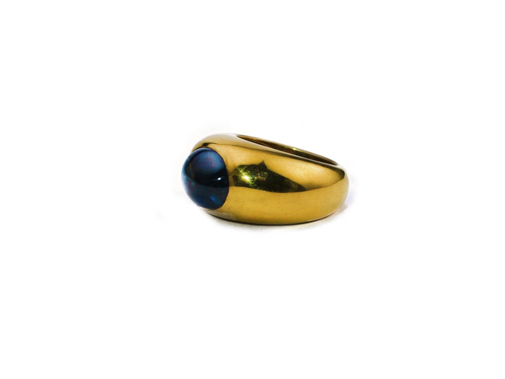 Blue Ceylon Cabochon Sapphire Ring