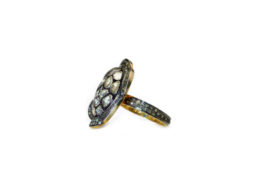 Rose Cut Diamond Flower Ring