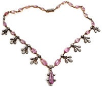 Victorian Pink Topaz & Diamond Necklace