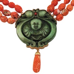 Laotian Jade Natural Sponge Coral Necklace
