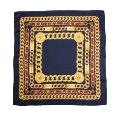 CHANEL ICONIC CHAIN MOTIF SCARF NAVY