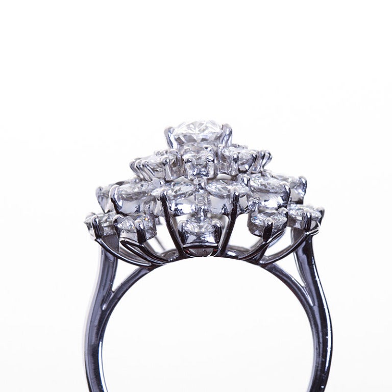 OSCAR HEYMAN 3.50 carats Diamond Platinum Cluster Ring 2