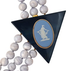 Cameo on Blue Tiger Eye on Chalcedony Beads - "Master Class"