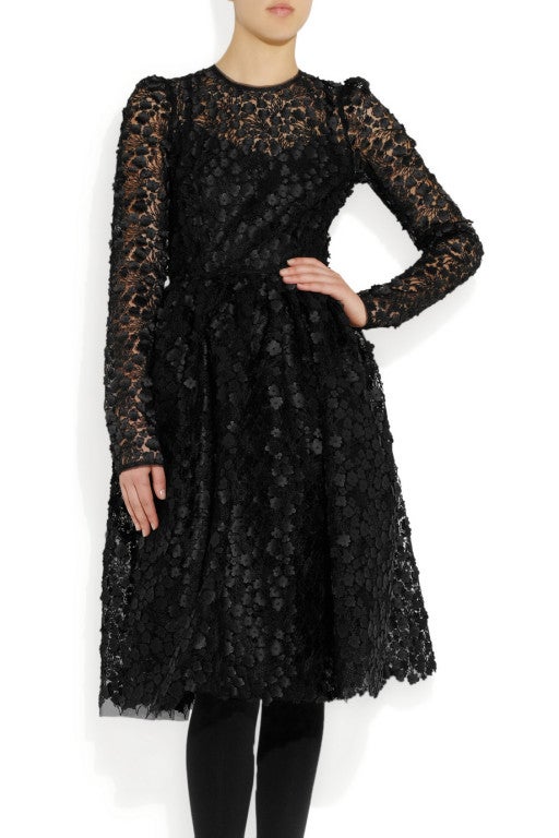 Women's $16, 400 New DOLCE & GABBANA Black Floral Appliqué Lace Dress