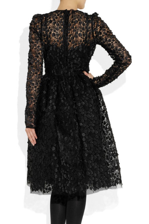 $16, 400 New DOLCE & GABBANA Black Floral Appliqué Lace Dress 1