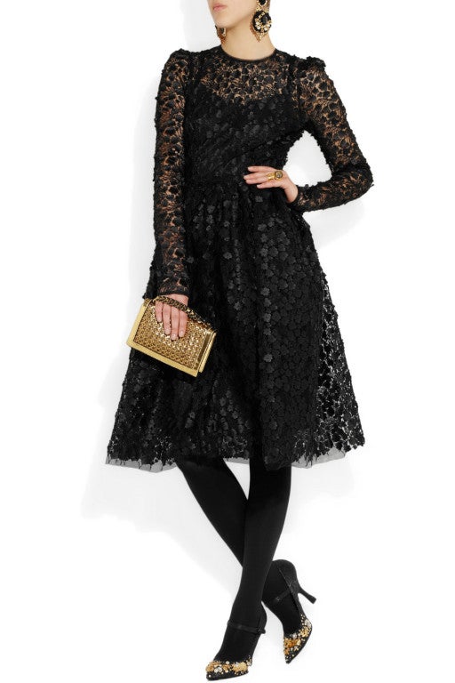 $16, 400 New DOLCE & GABBANA Black Floral Appliqué Lace Dress 2