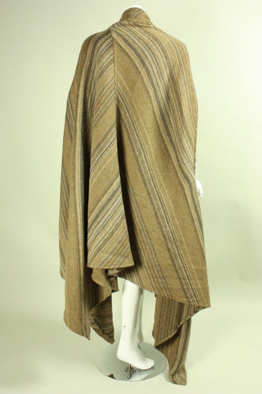 Issey Miyake Striped Wool Cape, Early 1980s  In Excellent Condition For Sale In Los Angeles, CA
