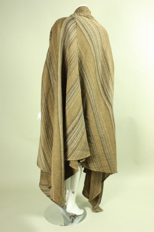 Women's Issey Miyake Striped Wool Cape, Early 1980s  For Sale