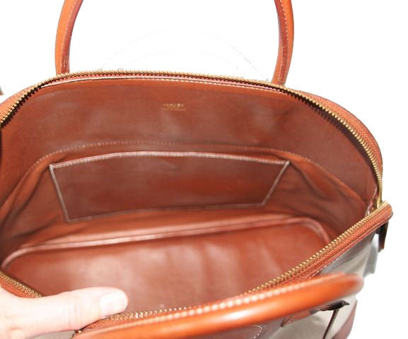 Gorgeous Hermes Barenia/Toile Bolide handbag 1993 1