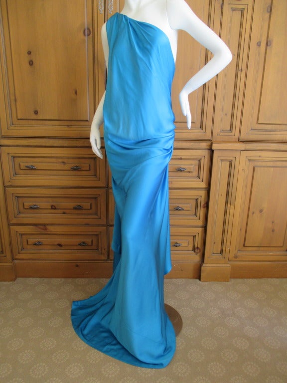 Yves Saint Laurent Blue Silk Dress NWT $5250 In New Condition In Cloverdale, CA