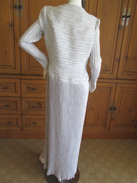 Mary McFadden Couture 197o's Silver Pleated Dress 2