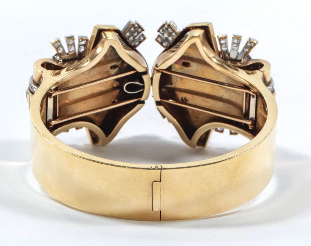 Women's Retro Diamond Gold Bangles with Detachable Clips For Sale
