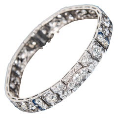 Exquisite Art Deco Platinum, Diamond and Sapphire Bracelet