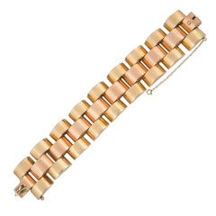 Retro Pink and Yellow Gold Link Bracelet