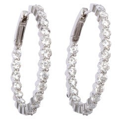 Oval Diamond Hoop Earrings, 5.23 CTS