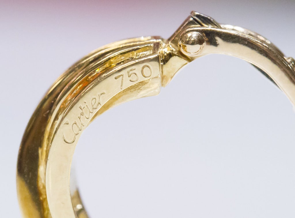 Women's Cartier Trinity Diamond Gold Hoop Earrings
