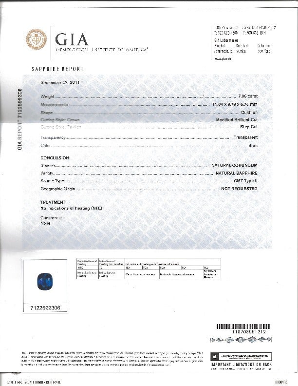 Natural 7.06 Carat Sapphire Diamond GIA Certified Ring 1